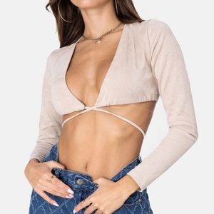 Adika | Drape Wrap Crop Top | Beige | XS